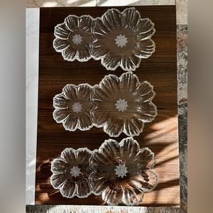 3 vintage Hazel Atlas Double Daisy Flower Capri Federal Glass plates